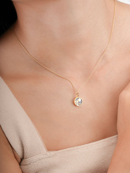 Lapis Lazuli Reversible Coin Necklace 18K Gold (10) – Mondays Made Flower & Birthstone Jewelry Singapore