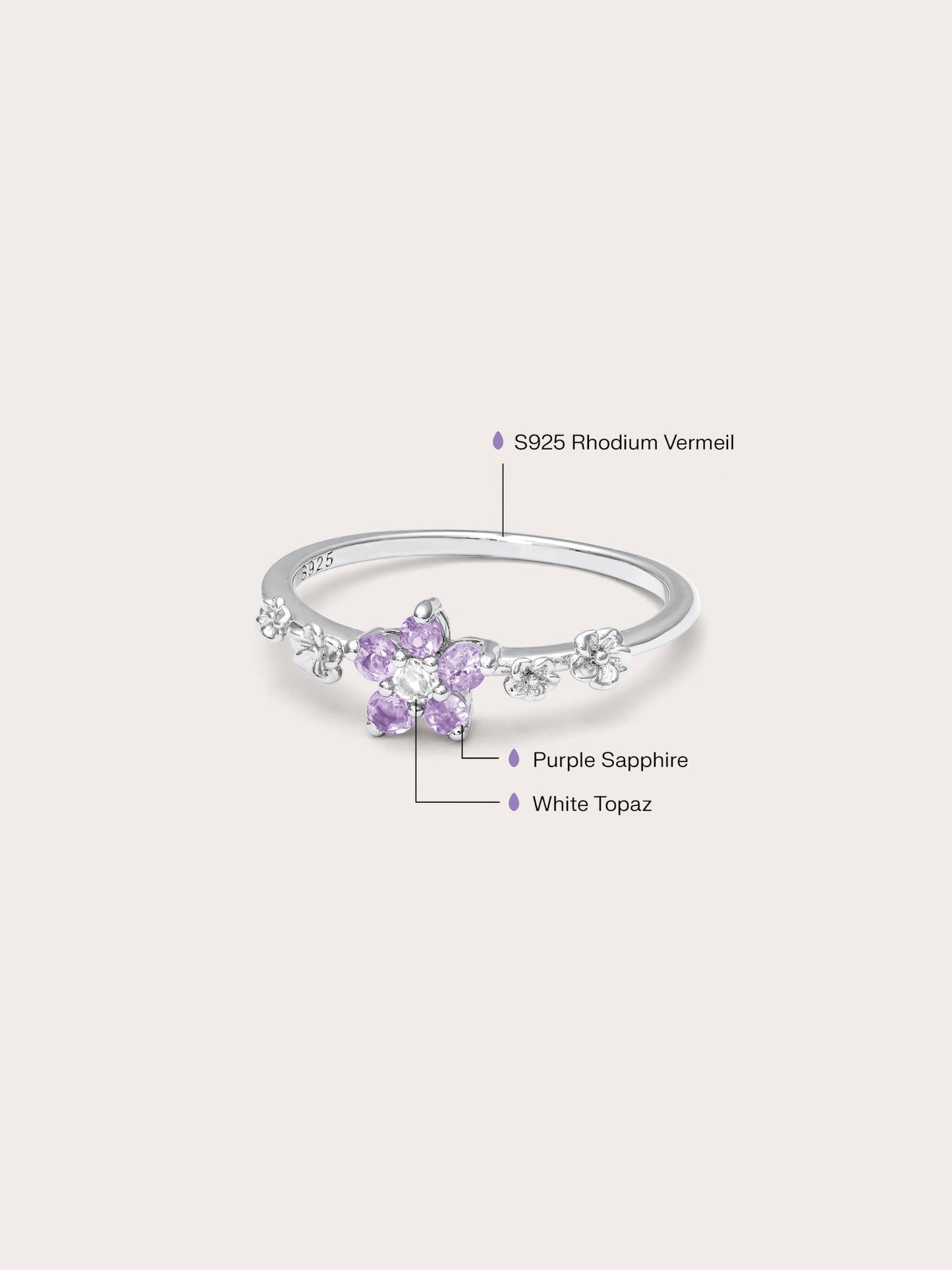 Lavender Blossom Ring - Purple Sapphire