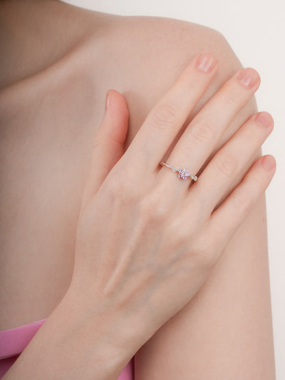 Lavender Blossom Ring Purple Sapphire S925 Silver Rhodium (4) – Mondays Made Flower & Birthstone Jewelry Singapore