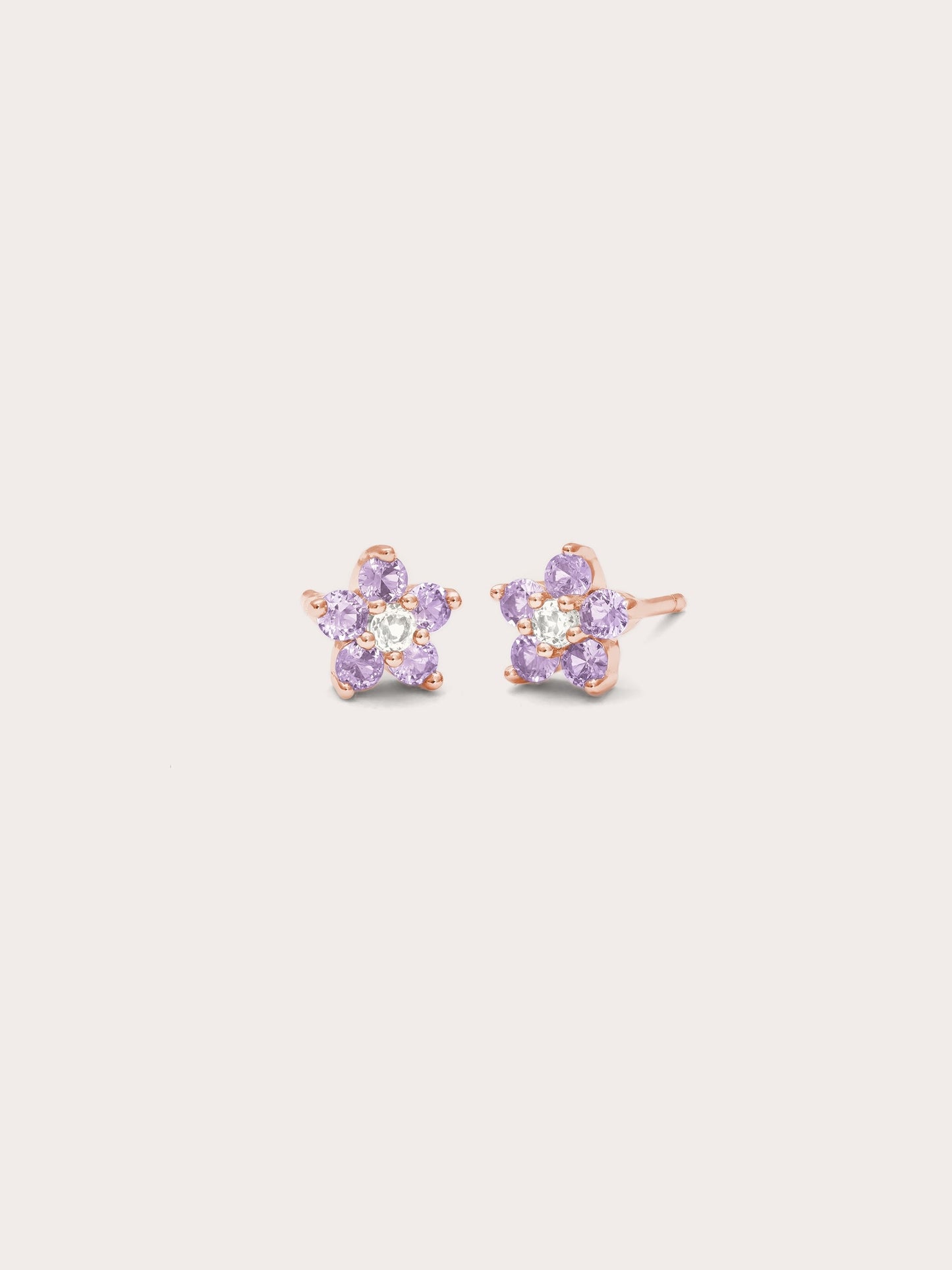 Lavender Flower Stud Earrings - Purple Sapphire