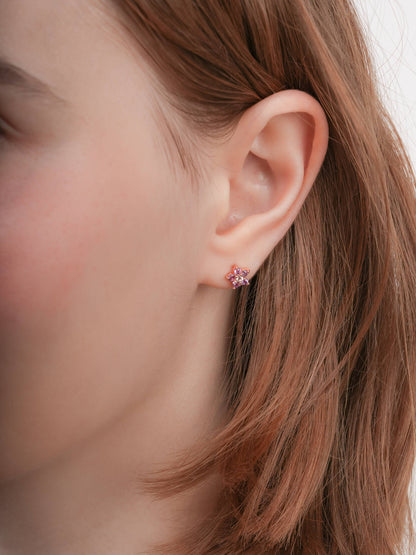 Lavender Flower Stud Earrings Purple Sapphire 18K Rose Gold (5) – Mondays Made Flower & Birthstone Jewelry Singapore