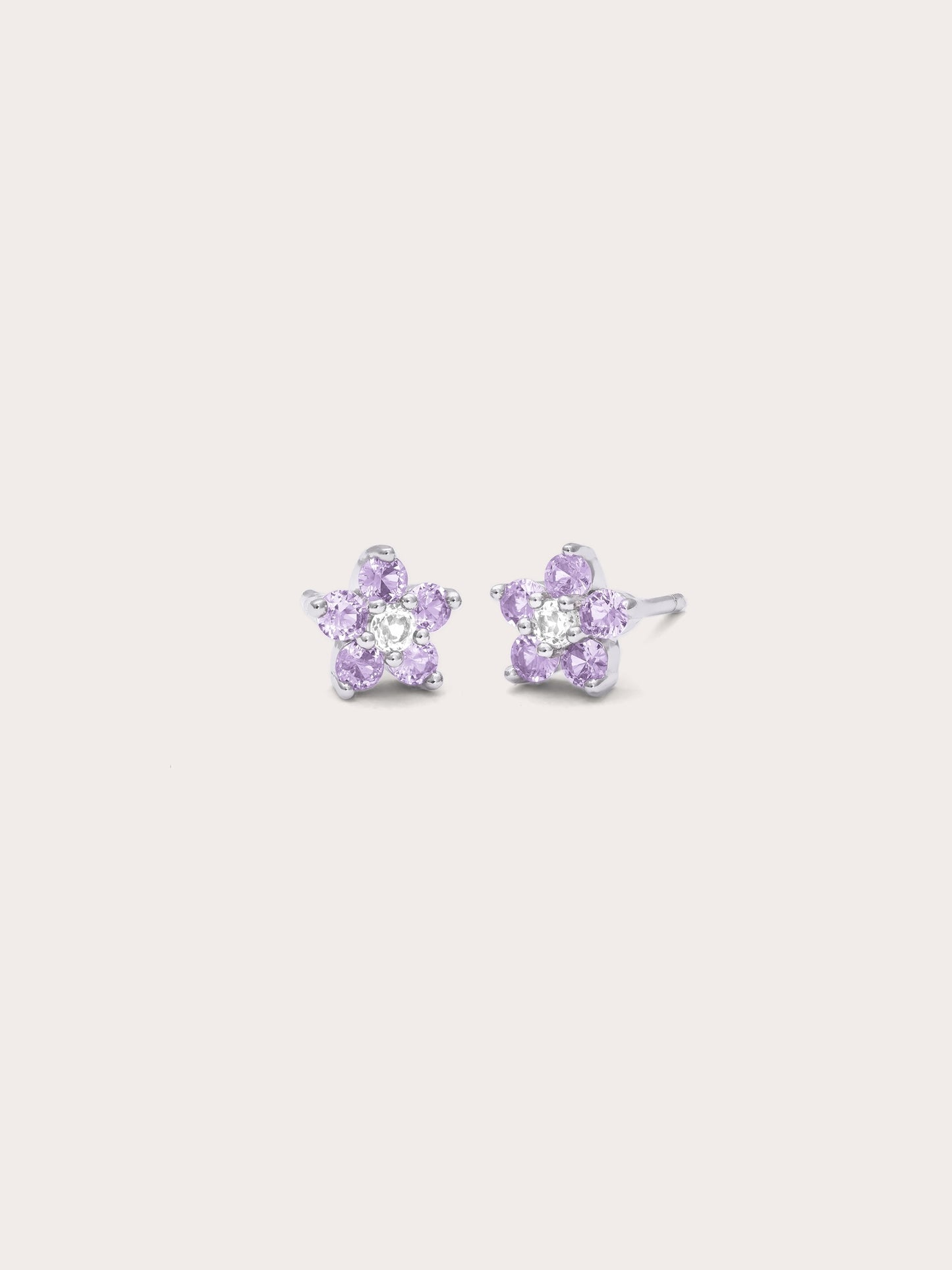 Lavender Flower Stud Earrings - Purple Sapphire