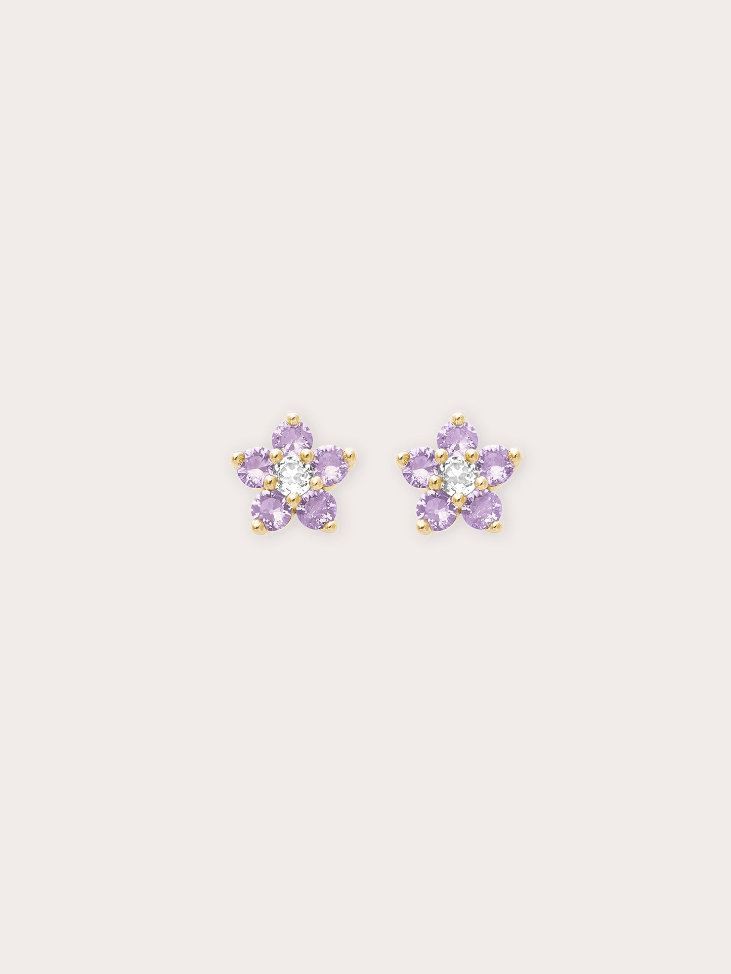 Lavender Flower Stud Earrings - Purple Sapphire