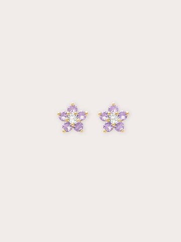 Lavender Flower Stud Earrings Purple Sapphire 18K Gold (1) – Mondays Made Flower & Birthstone Jewelry Singapore