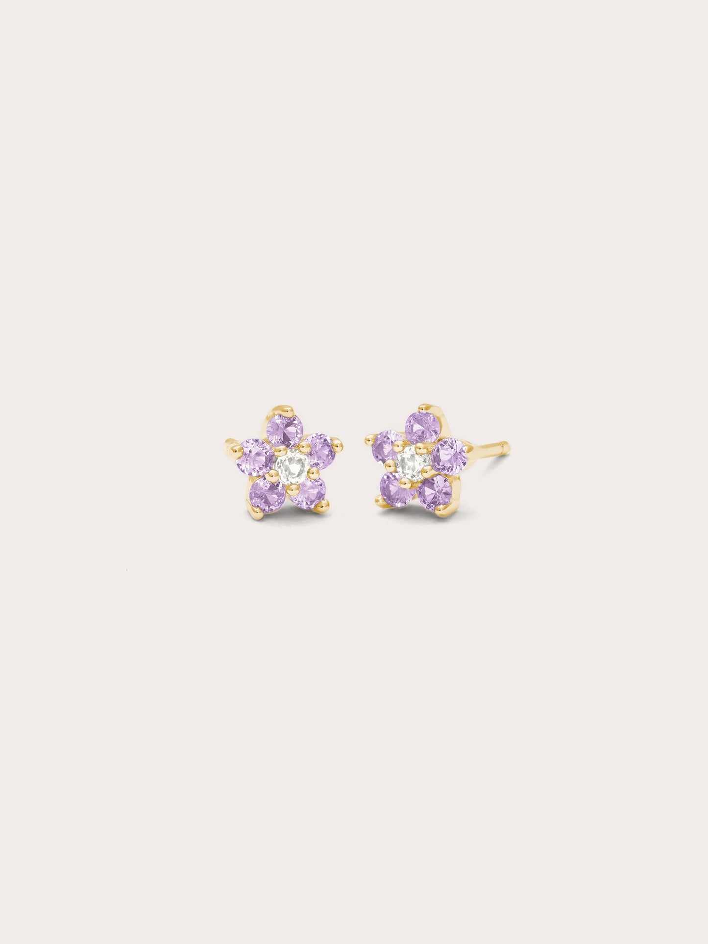 Lavender Flower Stud Earrings - Purple Sapphire