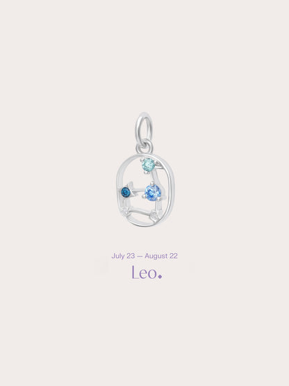 Leo Charm S925 Silver Rhodium (1) – Mondays Made Flower & Birthstone Jewelry Singapore