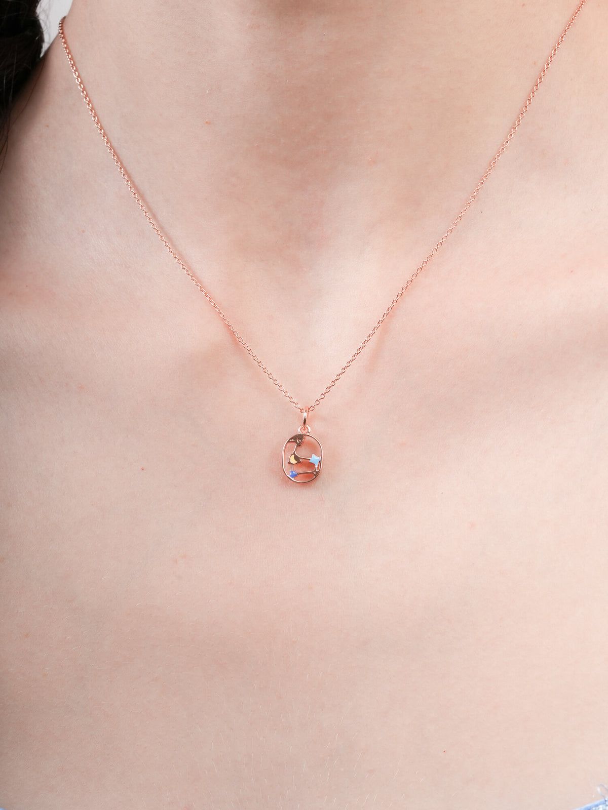 Leo Necklace Zodiac Jewelry 18K Rose Gold (3) – Mondays Made Flower & Birthstone Jewelry Singapore