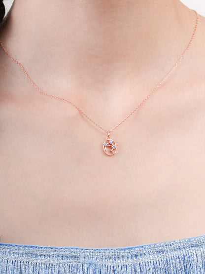 Libra Necklace Zodiac Jewelry 18K Rose Gold (1) – Mondays Made Flower & Birthstone Jewelry Singapore