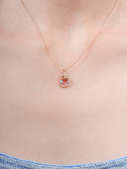 Libra Necklace Zodiac Jewelry 18K Rose Gold (3) – Mondays Made Flower & Birthstone Jewelry Singapore
