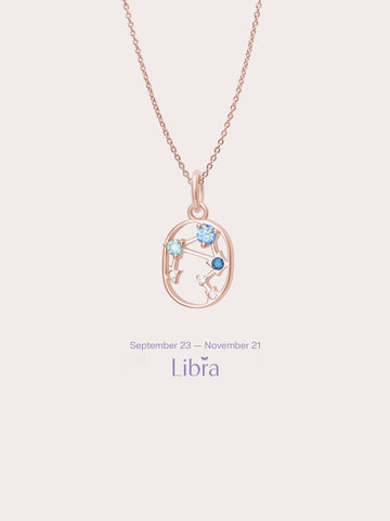 Libra Necklace 18K Rose Gold (1) – Mondays Made Flower & Birthstone Jewelry Singapore