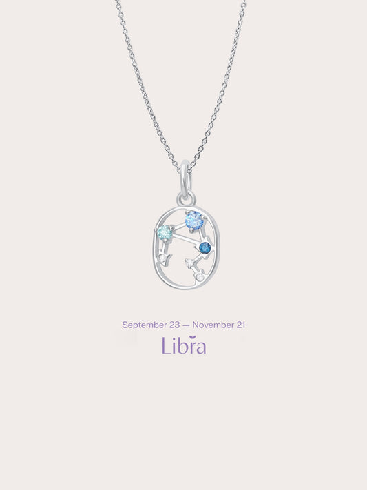 Libra Necklace S925 Silver Rhodium (1) – Mondays Made Flower & Birthstone Jewelry Singapore