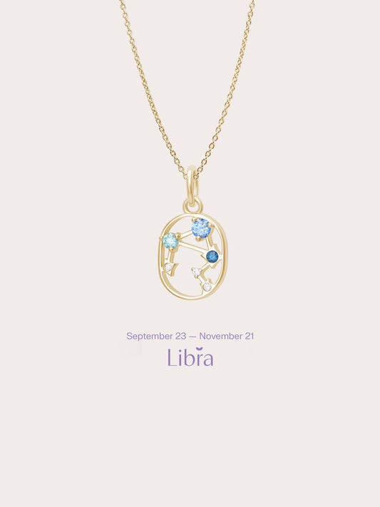 Libra Necklace 18K Gold (1) – Mondays Made Flower & Birthstone Jewelry Singapore