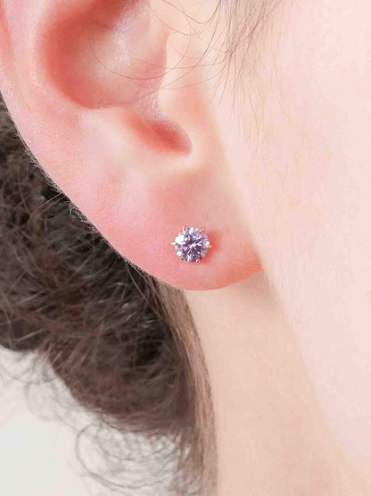 Lilac Moissanite Stud Earrings 0.5ct 18K Rose Gold (1) – Mondays Made Flower & Birthstone Jewelry Singapore