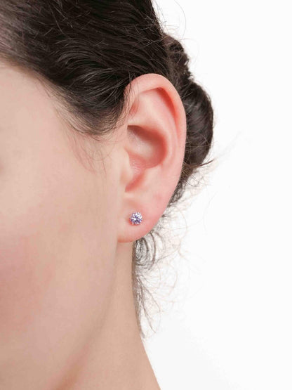 Lilac Moissanite Stud Earrings 0.5ct S925 Silver Rhodium (3) – Mondays Made Flower & Birthstone Jewelry Singapore
