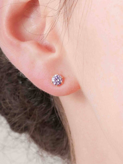 Lilac Moissanite Stud Earrings 0.5ct 18K Gold (1) – Mondays Made Flower & Birthstone Jewelry Singapore