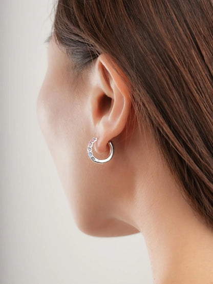 Lilac Sunset Moissanite Reversible Huggie Earrings