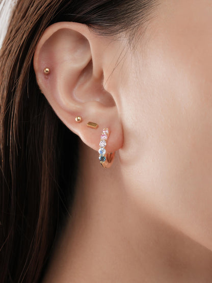 Lilac Sunset Moissanite Reversible Huggie Earrings 18K Gold (3) – Mondays Made Flower & Birthstone Jewelry Singapore