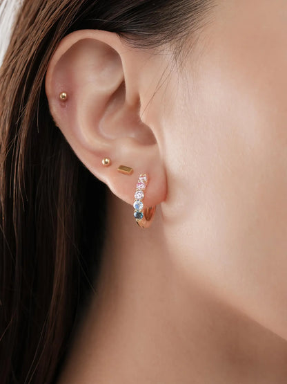 Lilac Sunset Moissanite Reversible Huggie Earrings