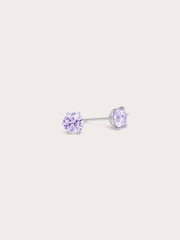 Lilac Moissanite Stud Earring 0.5 Ct S925 Silver Rhodium (2) – Mondays Made Flower & Birthstone Jewelry Singapore