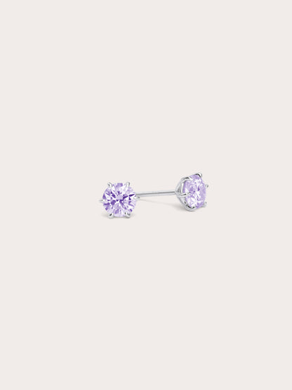 Lilac Moissanite Stud Earring 0.5 Ct S925 Silver Rhodium (2) – Mondays Made Flower & Birthstone Jewelry Singapore