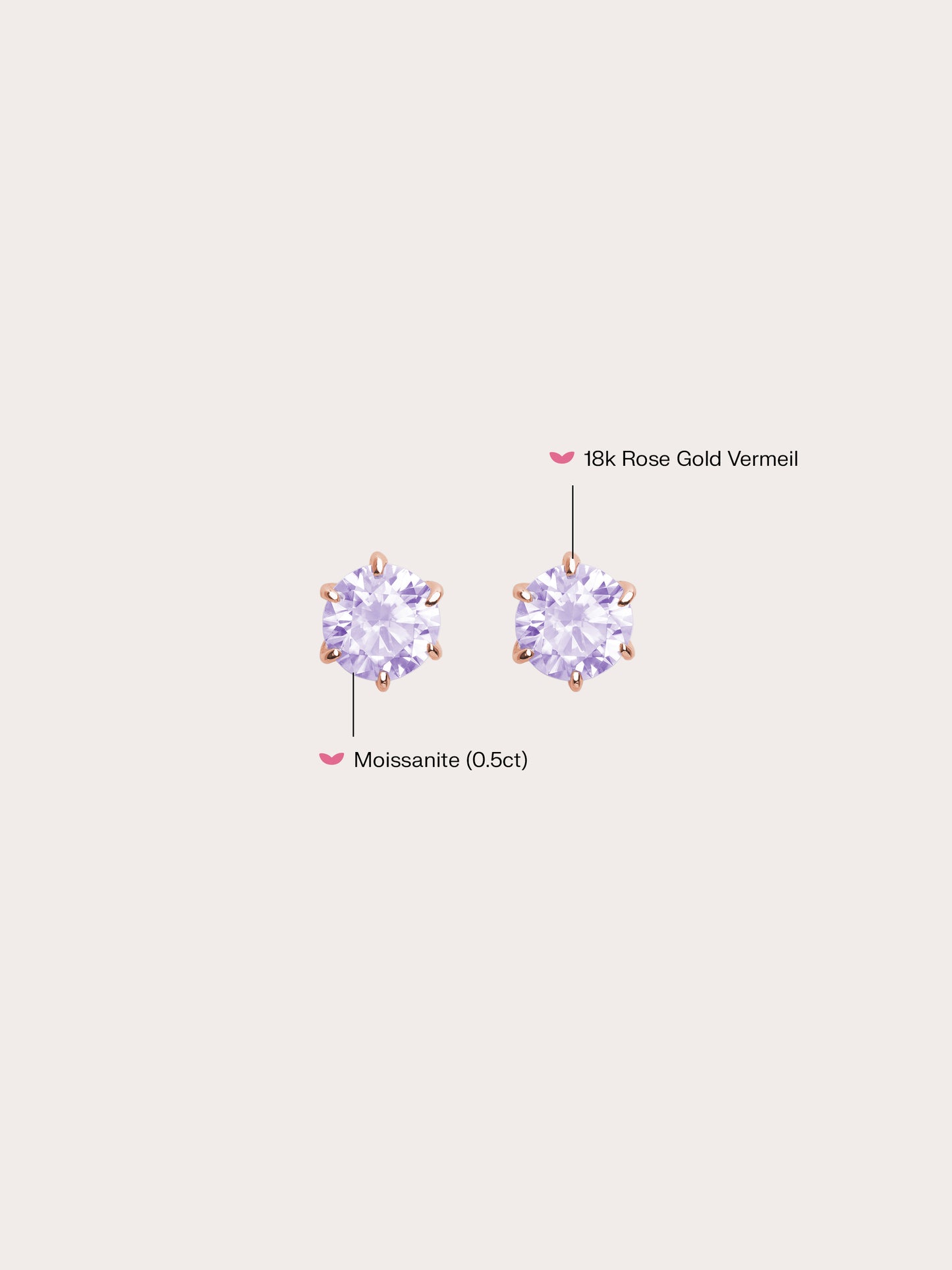 Lilac Moissanite Stud Earrings (0.5ct)