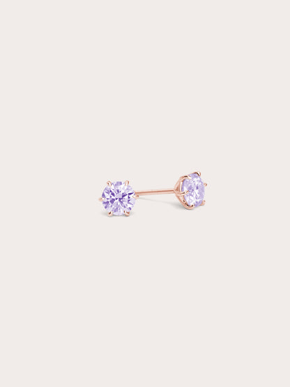 Lilac Moissanite Stud Earring 0.5ct 18K Rose Gold (1) – Mondays Made Flower & Birthstone Jewelry Singapore