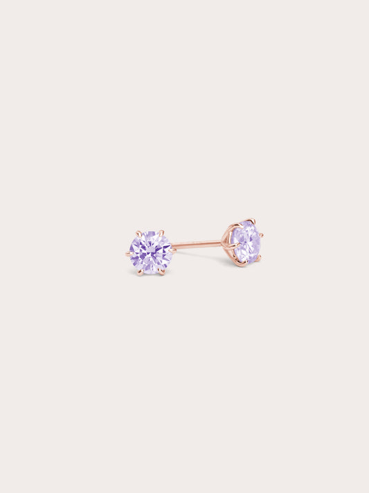 Lilac Moissanite Stud Earring 0.5ct 18K Rose Gold (1) – Mondays Made Flower & Birthstone Jewelry Singapore