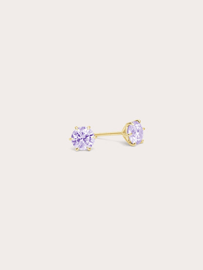 Lilac Moissanite Stud Earring 0.5ct 18K Gold (3) – Mondays Made Flower & Birthstone Jewelry Singapore
