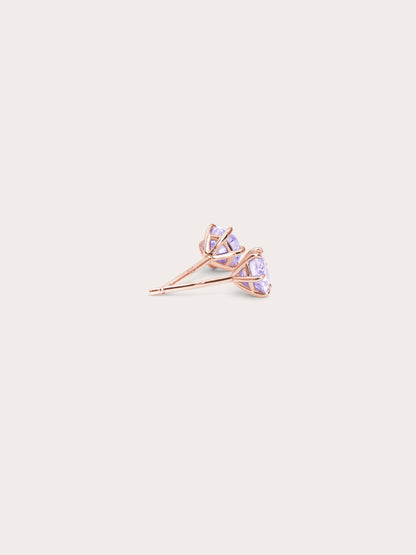 Lilac Moissanite Stud Earring 0.5ct 18K Rose Gold (2) – Mondays Made Flower & Birthstone Jewelry Singapore