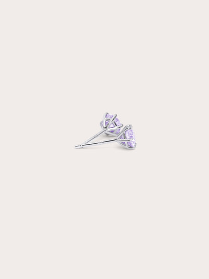 Lilac Moissanite Stud Earring 0.5ct S925 Silver Rhodium (1) – Mondays Made Flower & Birthstone Jewelry Singapore