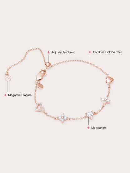 Lucky To Love Charm Bracelet White 18K Rose Gold (2) – Mondays Made Flower & Birthstone Jewelry Singapore
