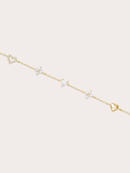 Lucky To Love Charm Bracelet White 18K Gold (1) – Mondays Made Flower & Birthstone Jewelry Singapore