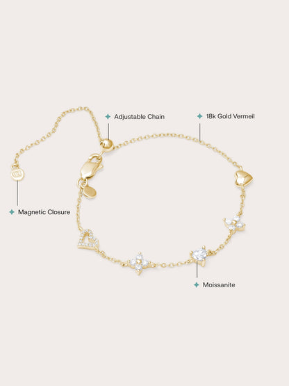 Lucky To Love Charm Bracelet White 18K Gold (2) – Mondays Made Flower & Birthstone Jewelry Singapore