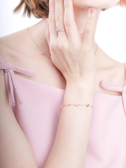Luckyto Love Charm Bracelet Pink 18K Rose Gold (2) – Mondays Made Flower & Birthstone Jewelry Singapore