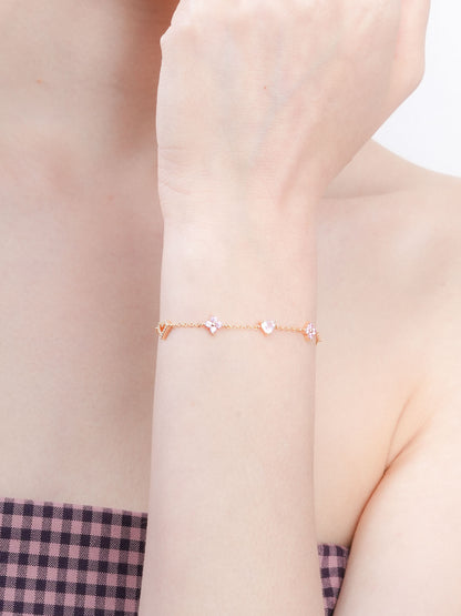 Luckyto Love Charm Bracelet Pink 18K Gold (2) – Mondays Made Flower & Birthstone Jewelry Singapore