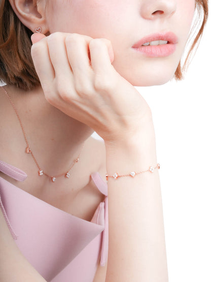 Luckyto Love Charm Bracelet White 18K Rose Gold (1) – Mondays Made Flower & Birthstone Jewelry Singapore
