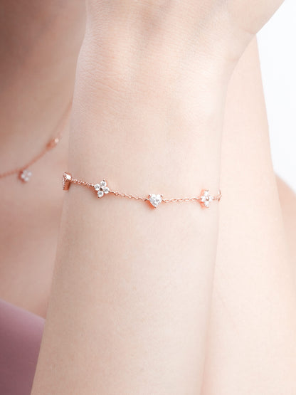 Luckyto Love Charm Bracelet White 18K Rose Gold (2) – Mondays Made Flower & Birthstone Jewelry Singapore