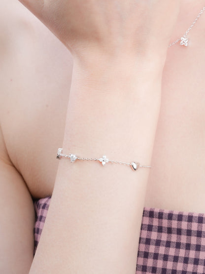 Luckyto Love Charm Bracelet White S925 Silver Rhodium (2) – Mondays Made Flower & Birthstone Jewelry Singapore