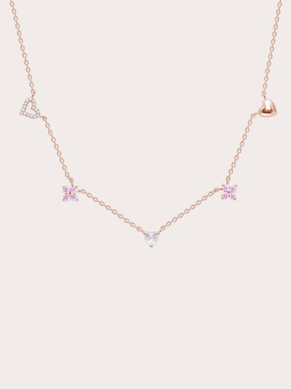 Luckyto Love Charm Necklace Pink 18K Rose Gold (1) – Mondays Made Flower & Birthstone Jewelry Singapore