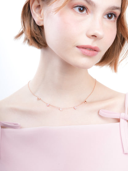 Luckyto Love Charm Necklace Pink 18K Rose Gold (2) – Mondays Made Flower & Birthstone Jewelry Singapore