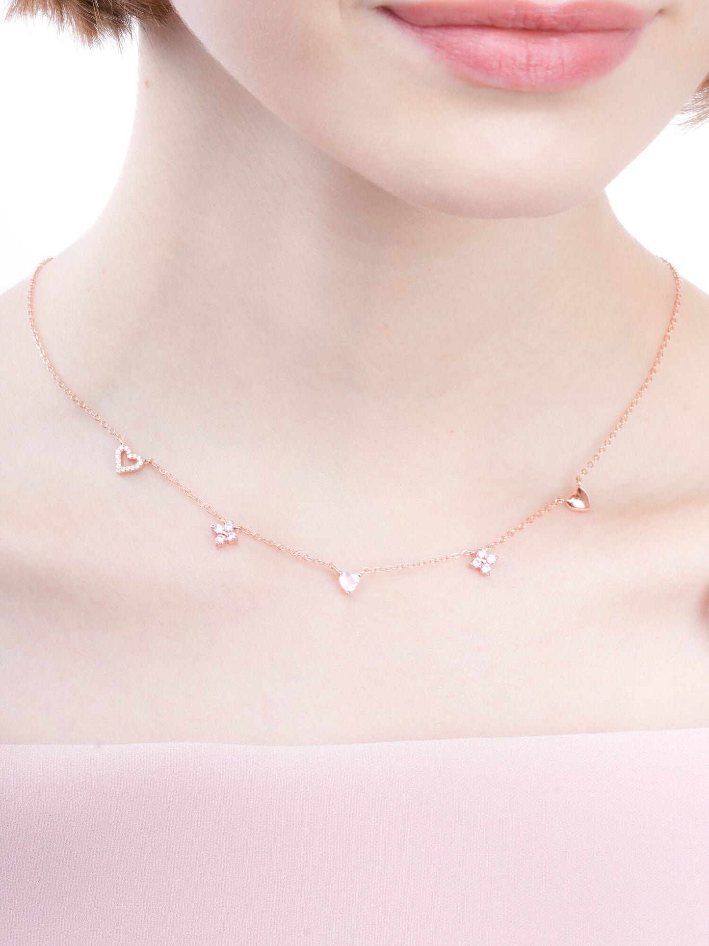 Lucky to Love Charm Necklace - Pink