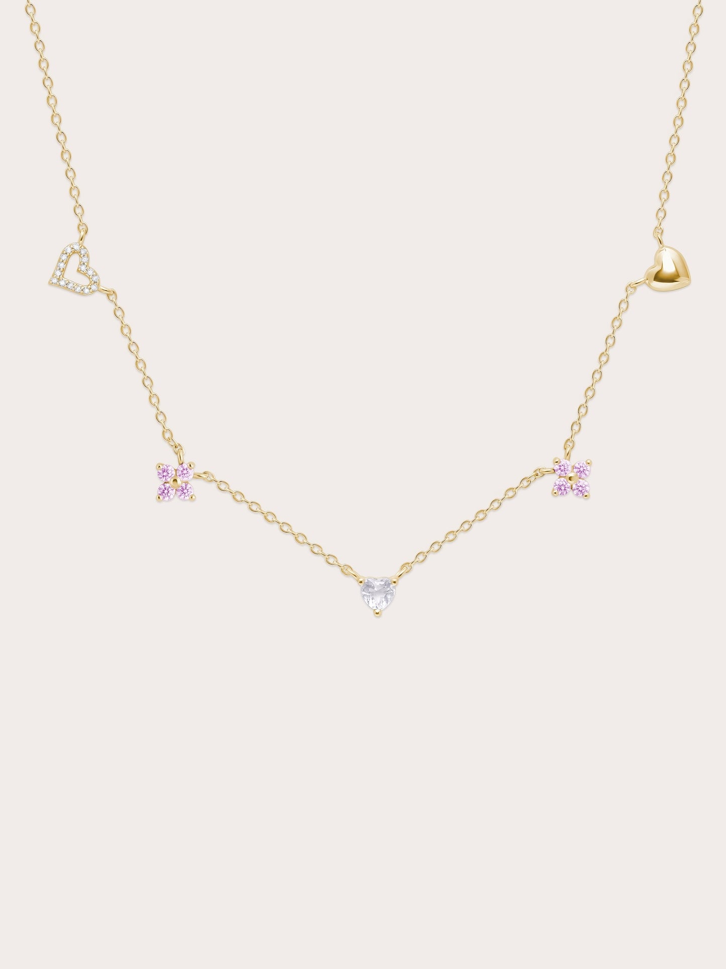 Lucky to Love Charm Necklace - Pink