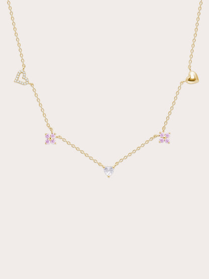 Luckyto Love Charm Necklace Pink 18K Gold (1) – Mondays Made Flower & Birthstone Jewelry Singapore
