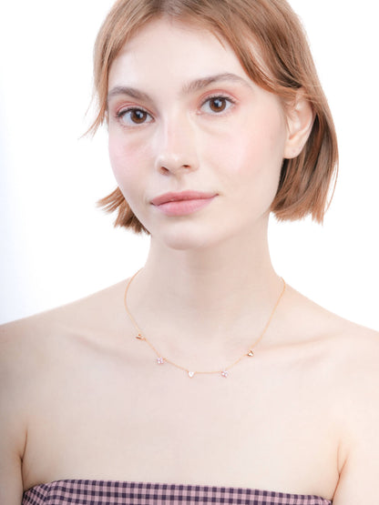 Luckyto Love Charm Necklace Pink 18K Gold (3) – Mondays Made Flower & Birthstone Jewelry Singapore