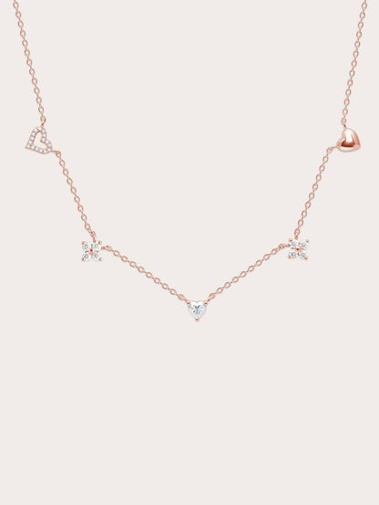 Luckyto Love Charm Necklace White 18K Rose Gold (1) – Mondays Made Flower & Birthstone Jewelry Singapore
