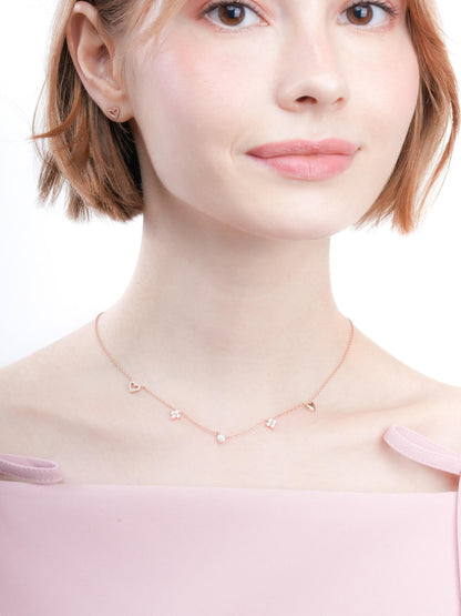 Luckyto Love Charm Necklace White 18K Rose Gold (3) – Mondays Made Flower & Birthstone Jewelry Singapore