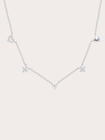 Luckyto Love Charm Necklace White S925 Silver Rhodium (1) – Mondays Made Flower & Birthstone Jewelry Singapore
