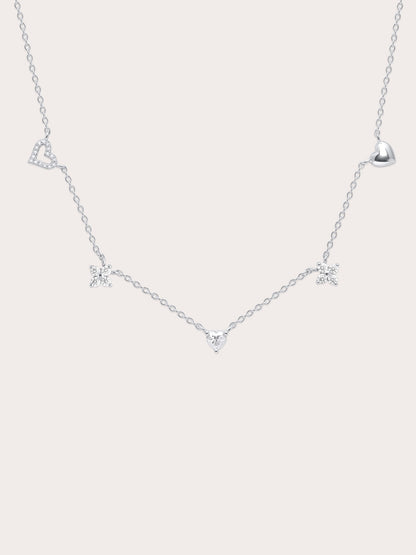 Luckyto Love Charm Necklace White S925 Silver Rhodium (1) – Mondays Made Flower & Birthstone Jewelry Singapore