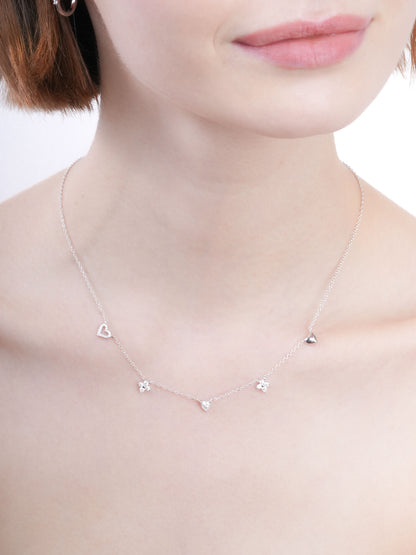 Luckyto Love Charm Necklace White S925 Silver Rhodium (3) – Mondays Made Flower & Birthstone Jewelry Singapore