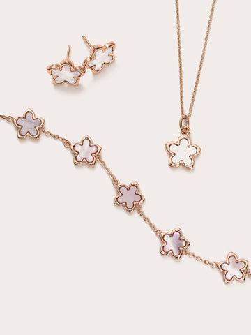 Mother of Pearl Sakura Set 18K Rose Gold – Mondays Made Flower & Birthstone Jewelry Singapore